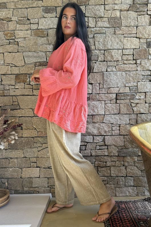Santos Cotton Zahra Embroidered Smock Watermelon /6=
